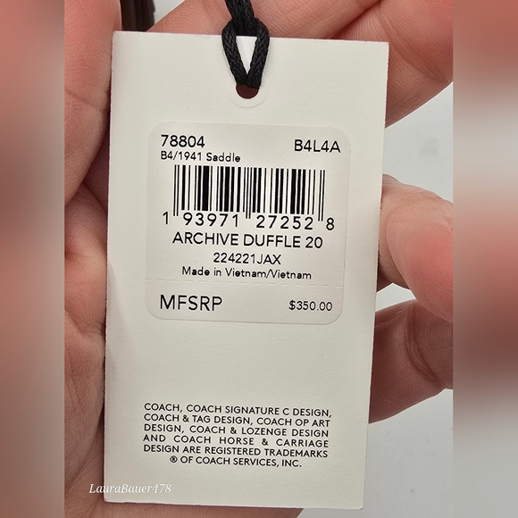 💥NWT💥Coach Glovetanned Leather Archive Duffle 20, Saddle - Picture 16 of 16